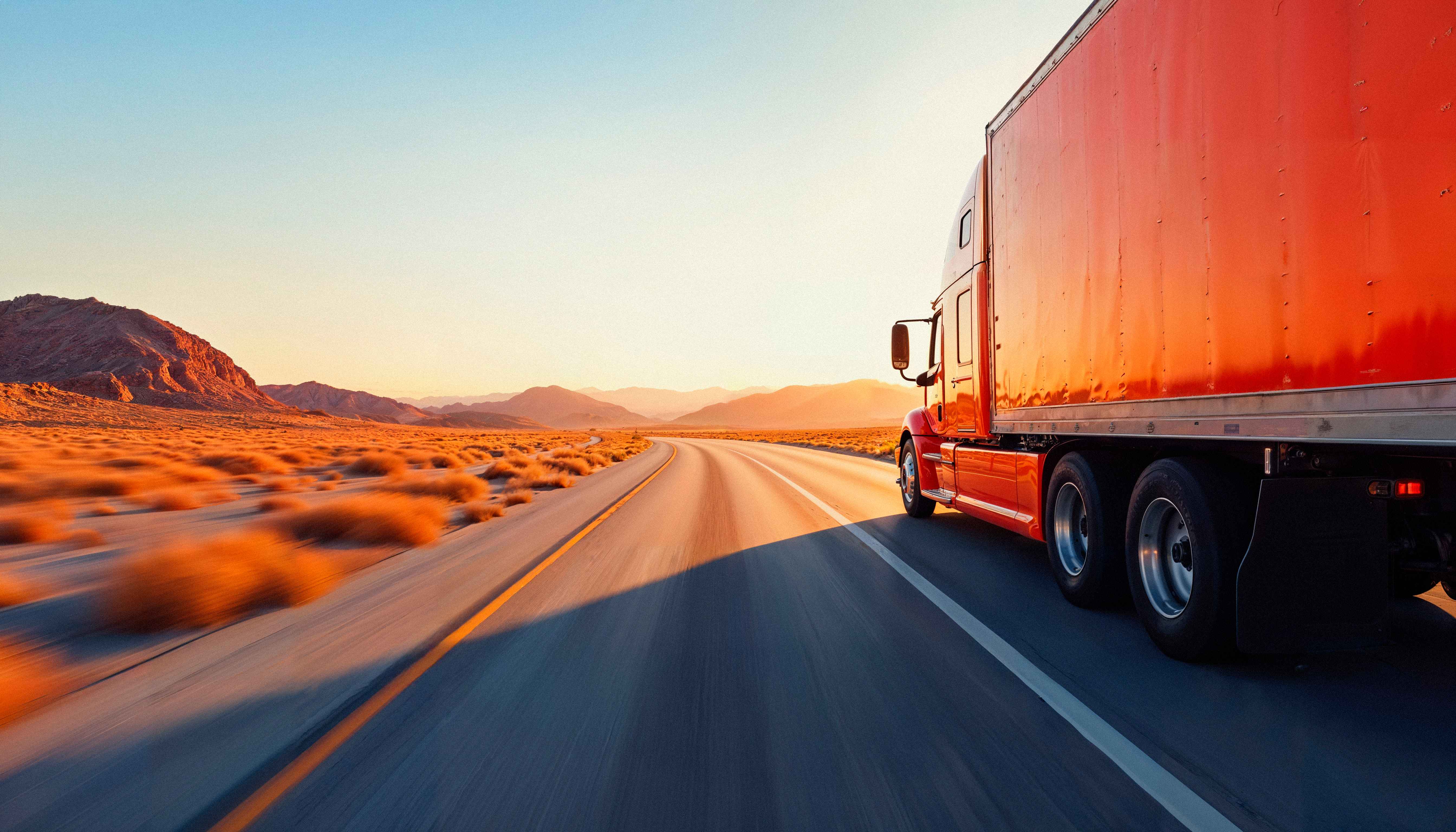 Truck on a desert highway